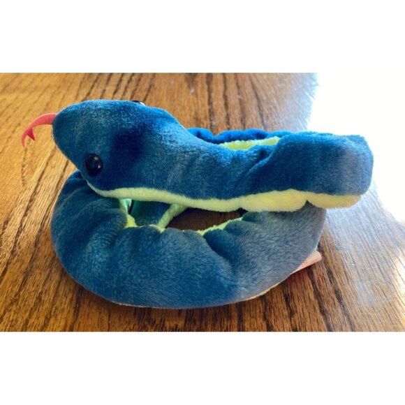Ty Beanie Babies Hissy Plush Snake 1997 Blue & Green Polyester Fiber Collectible - Picture 8 of 8